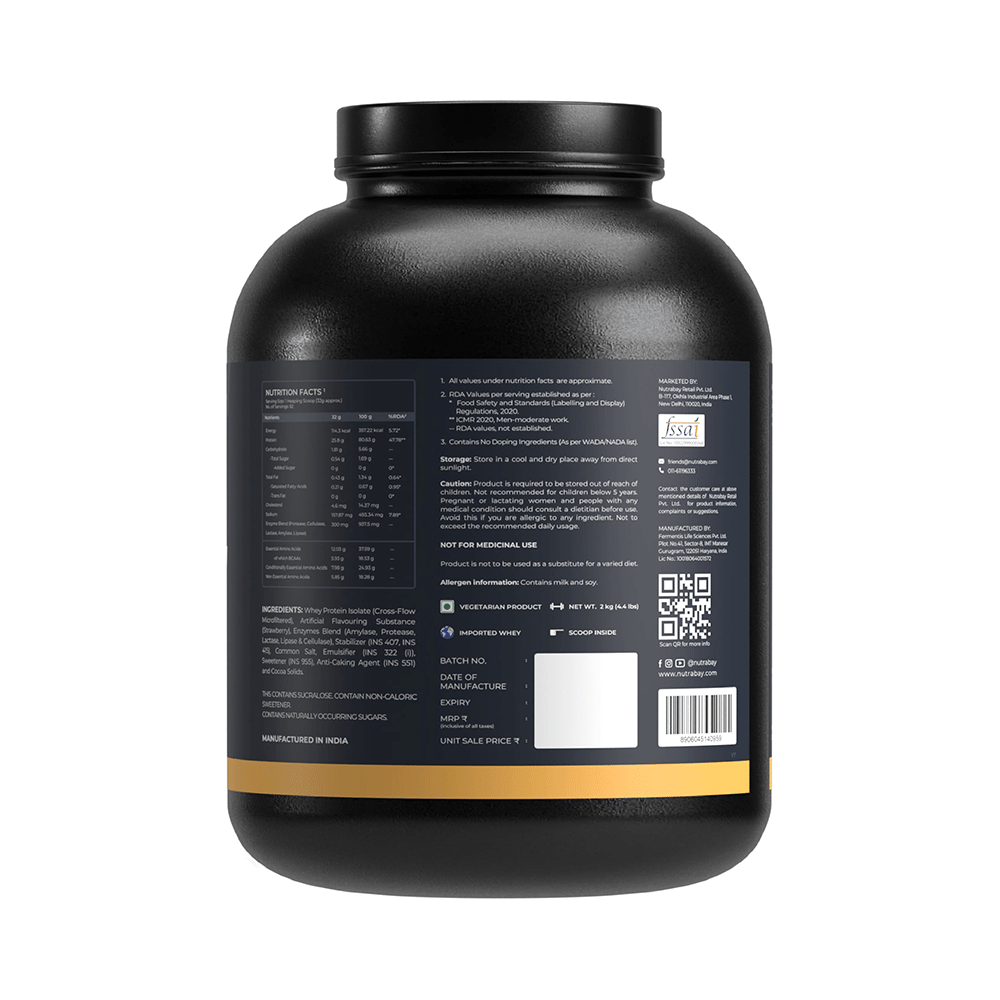 Nutrabay Gold Isolate Whey Protein for Muscles, Recovery, Digestion & Immunity | No Added Sugar | Flavour Strawberry Milkshake - Image 3