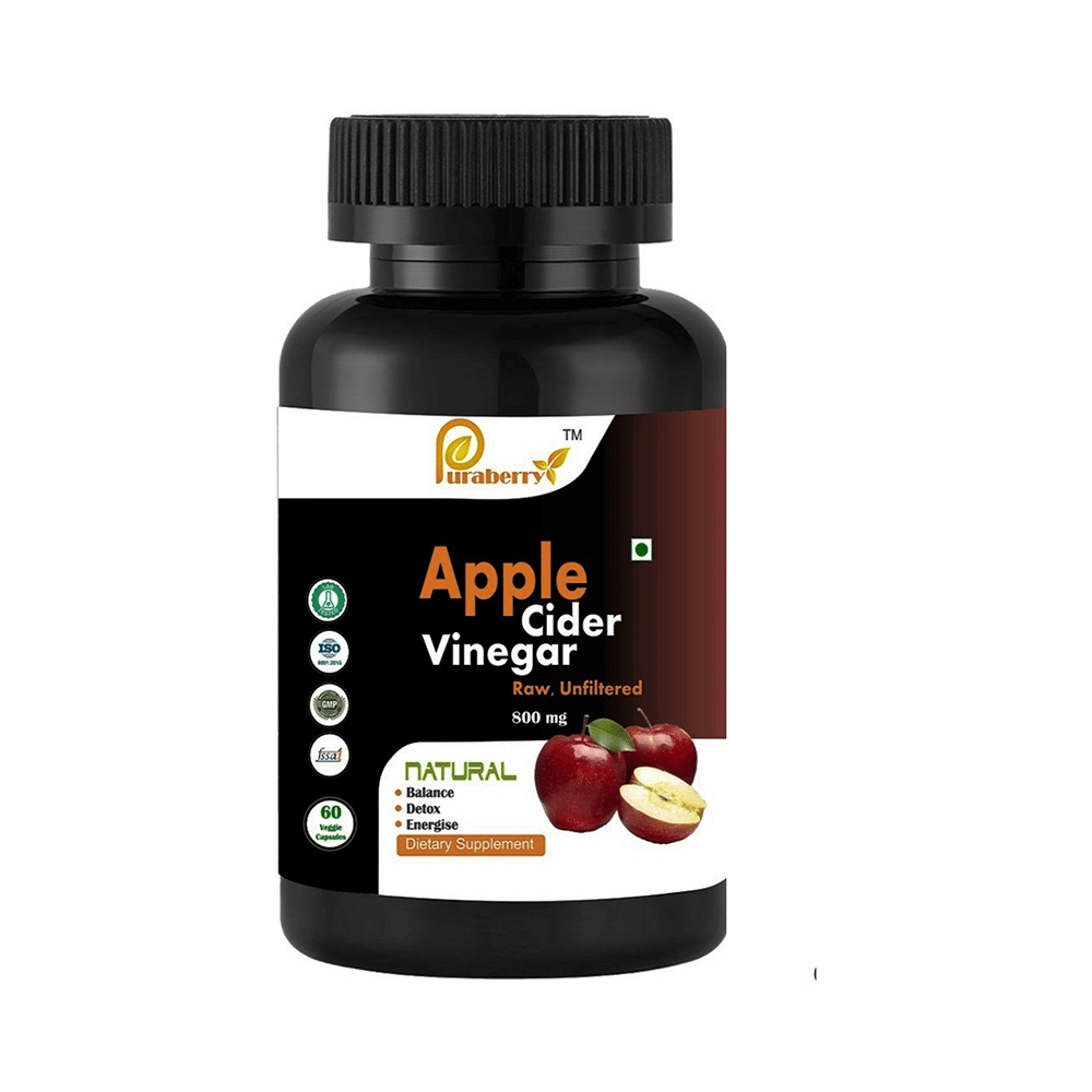 Puraberry Apple Cider Vinegar 800mg Veggie Capsule Raw Unfiltered - Image 1