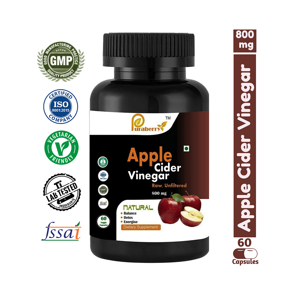 Puraberry Apple Cider Vinegar 800mg Veggie Capsule Raw Unfiltered - Image 3