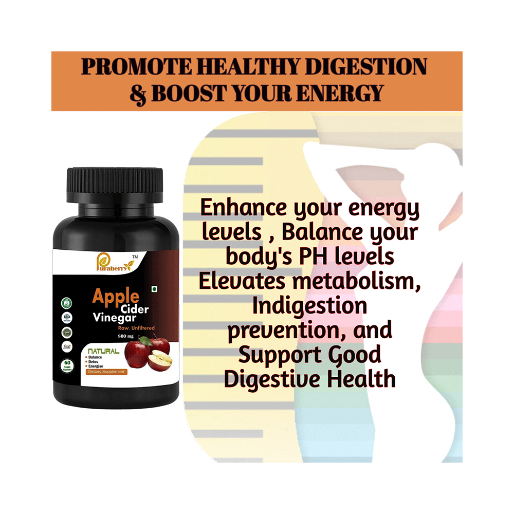 Puraberry Apple Cider Vinegar 800mg Veggie Capsule Raw Unfiltered - Image 6