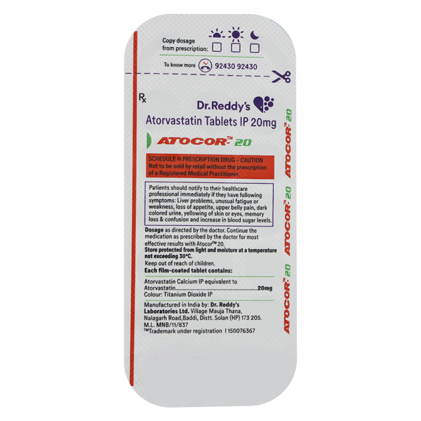 Atocor 20 Mg Tablet  - Image 2