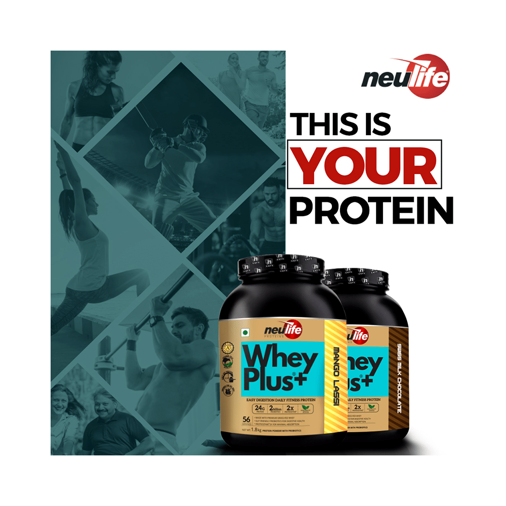 Neulife Whey Plus+ Protein Powder with Probiotics Mango Lassi - Image 3