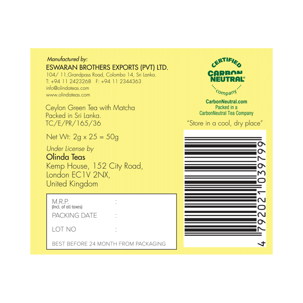 Olinda Matcha Green Tea (2gm Each) Lemon - Image 5
