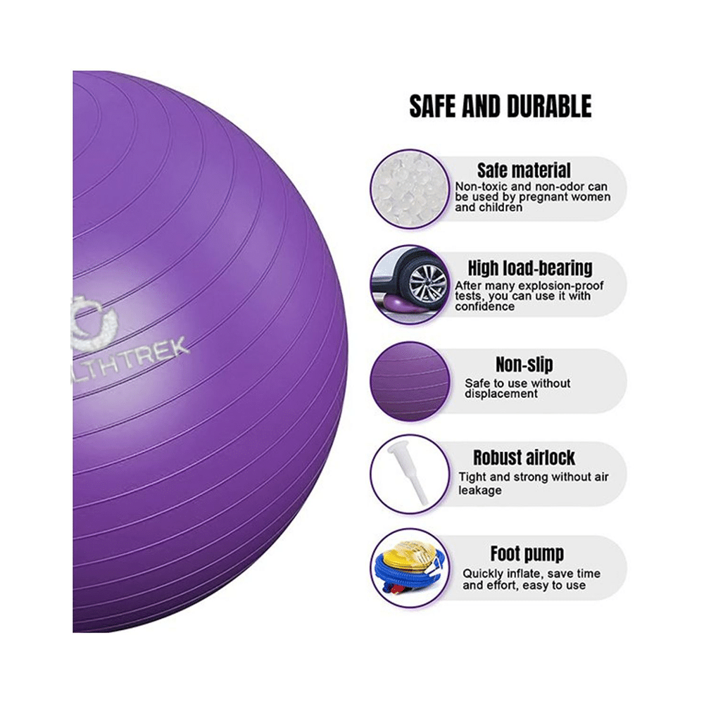 Healthtrek Anti Burst Gym/Yoga/Exercise/Swiss Ball 65cm Purple - Image 2
