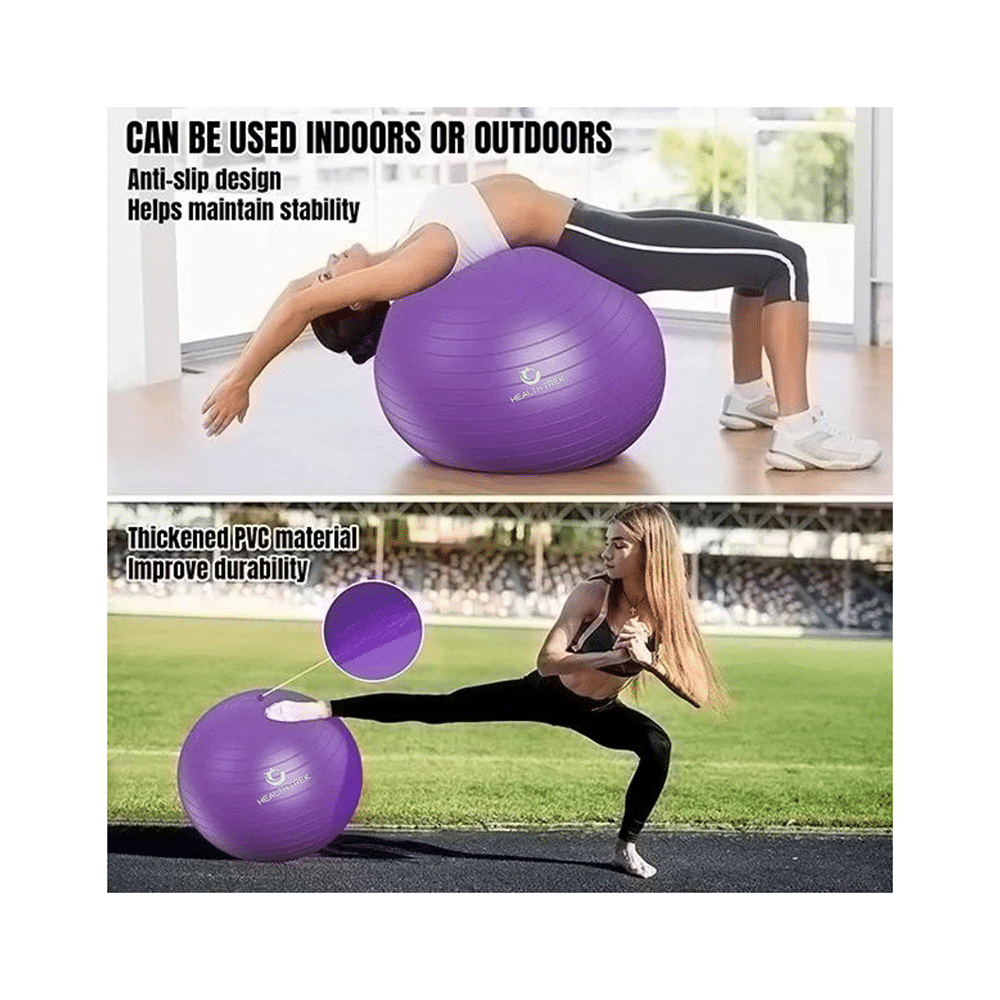 Healthtrek Anti Burst Gym/Yoga/Exercise/Swiss Ball 65cm Purple - Image 6