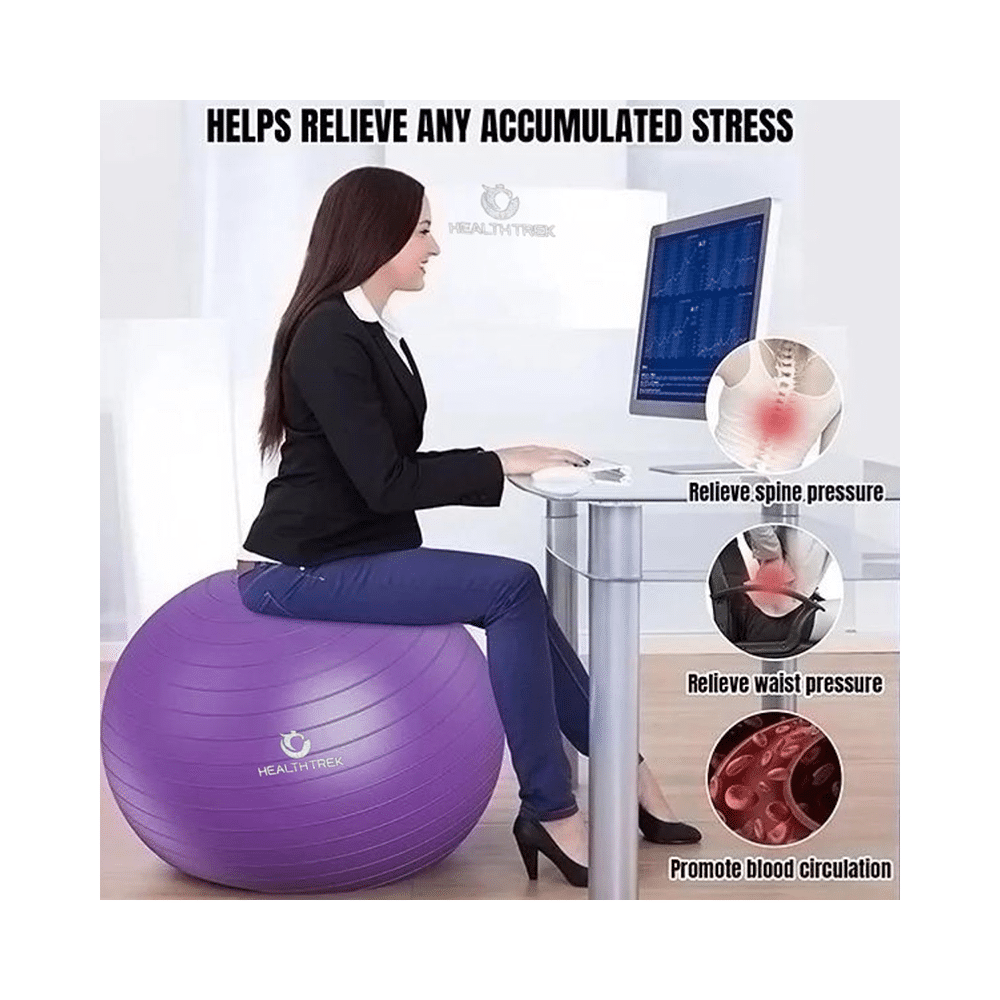 Healthtrek Anti Burst Gym/Yoga/Exercise/Swiss Ball 65cm Purple - Image 5