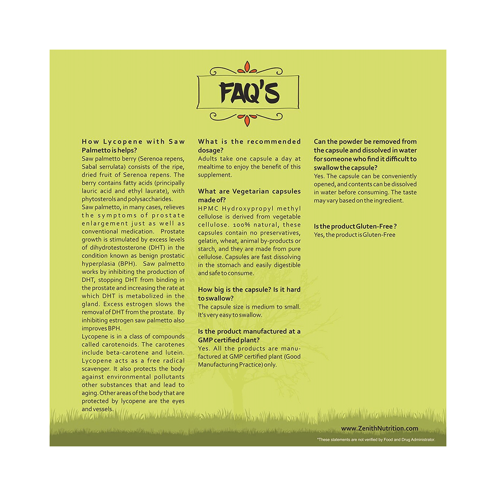 Zenith Nutrition Lycopene with Saw Palmetto Capsule - Image 7