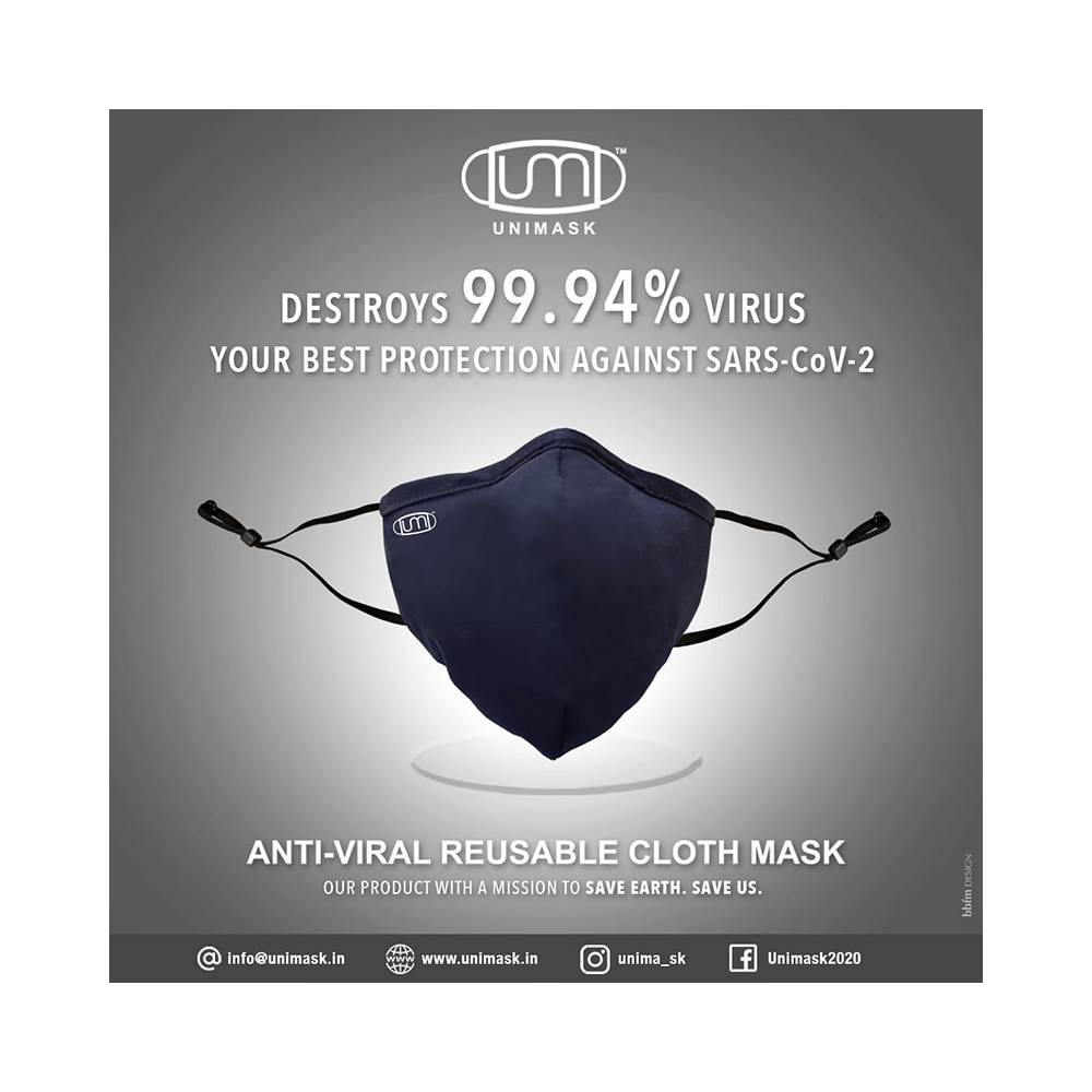 Unimask Anti-Viral Reusable Cloth Mask Navy - Image 2