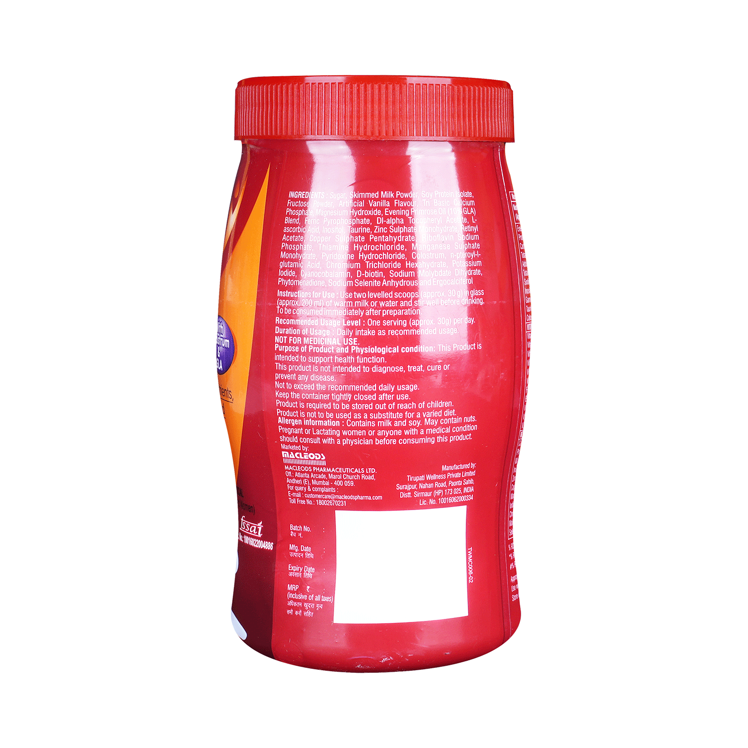 Macprot Protein with Vitamins & Minerals | Flavour Vanilla Powder - Image 3