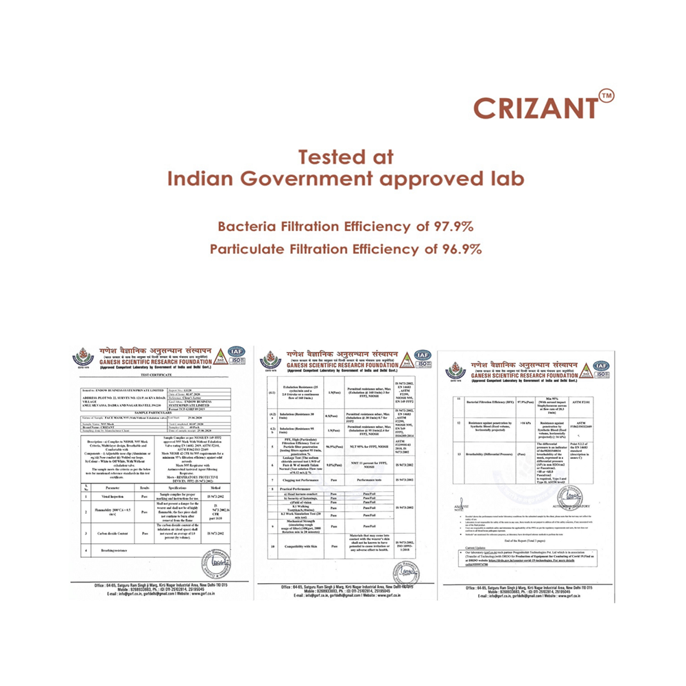 Crizant 102 N95 FFP2 Niosh Standard Mask with Exhalation Valve - Image 4