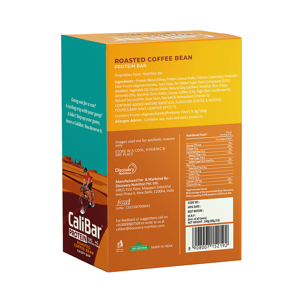 CaliBar Protein Crispy Bar (40gm Each) Roasted Coffee Bean - Image 2