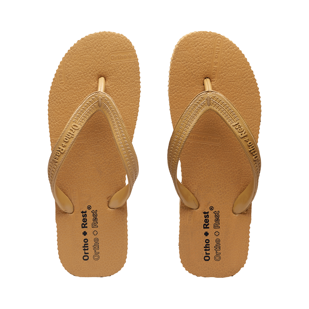 Ortho + Rest Unisex Hawaii Chappal Orthopedic Comfort, Bathroom Rubber Flip-Flops Tan 11 - Image 2