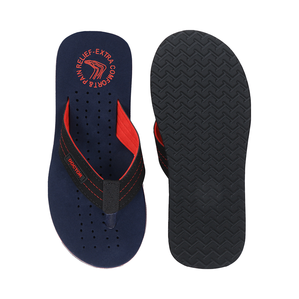 Doctor Extra Soft D28 Orthopaedic and Diabetic Super Fit Comfort Doctor Slipper, Flip-Flop, Cushion, Slides and House Slipper for Men Navy/Red 10 - Image 2