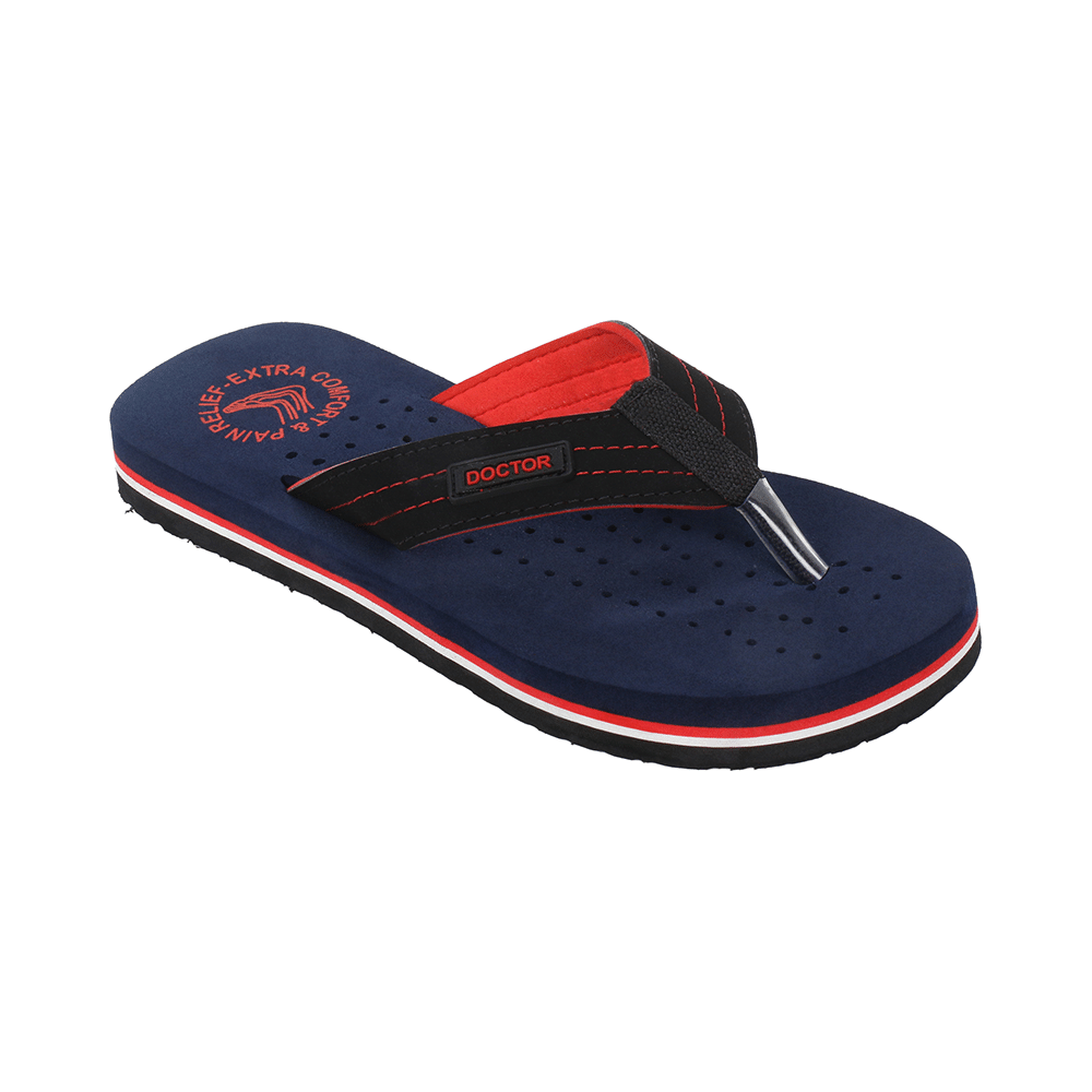 Doctor Extra Soft D28 Orthopaedic and Diabetic Super Fit Comfort Doctor Slipper, Flip-Flop, Cushion, Slides and House Slipper for Men Navy/Red 10 - Image 9