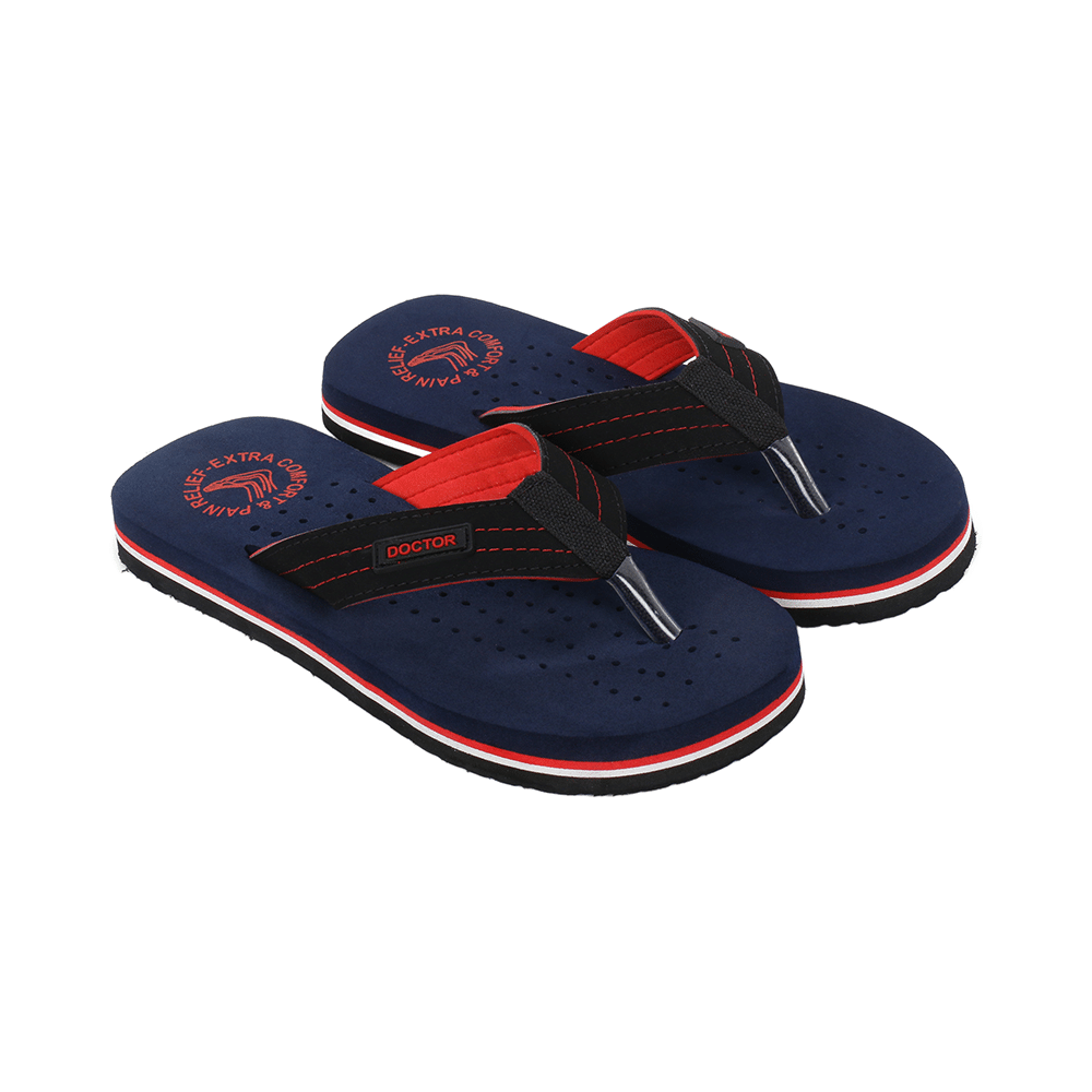 Doctor Extra Soft D28 Orthopaedic and Diabetic Super Fit Comfort Doctor Slipper, Flip-Flop, Cushion, Slides and House Slipper for Men Navy/Red 10 - Image 4