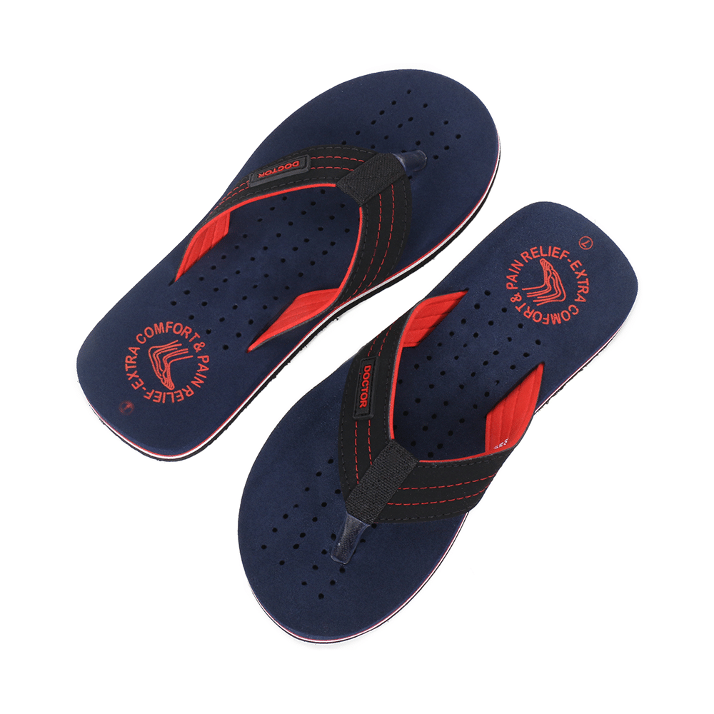 Doctor Extra Soft D28 Orthopaedic and Diabetic Super Fit Comfort Doctor Slipper, Flip-Flop, Cushion, Slides and House Slipper for Men Navy/Red 10 - Image 3