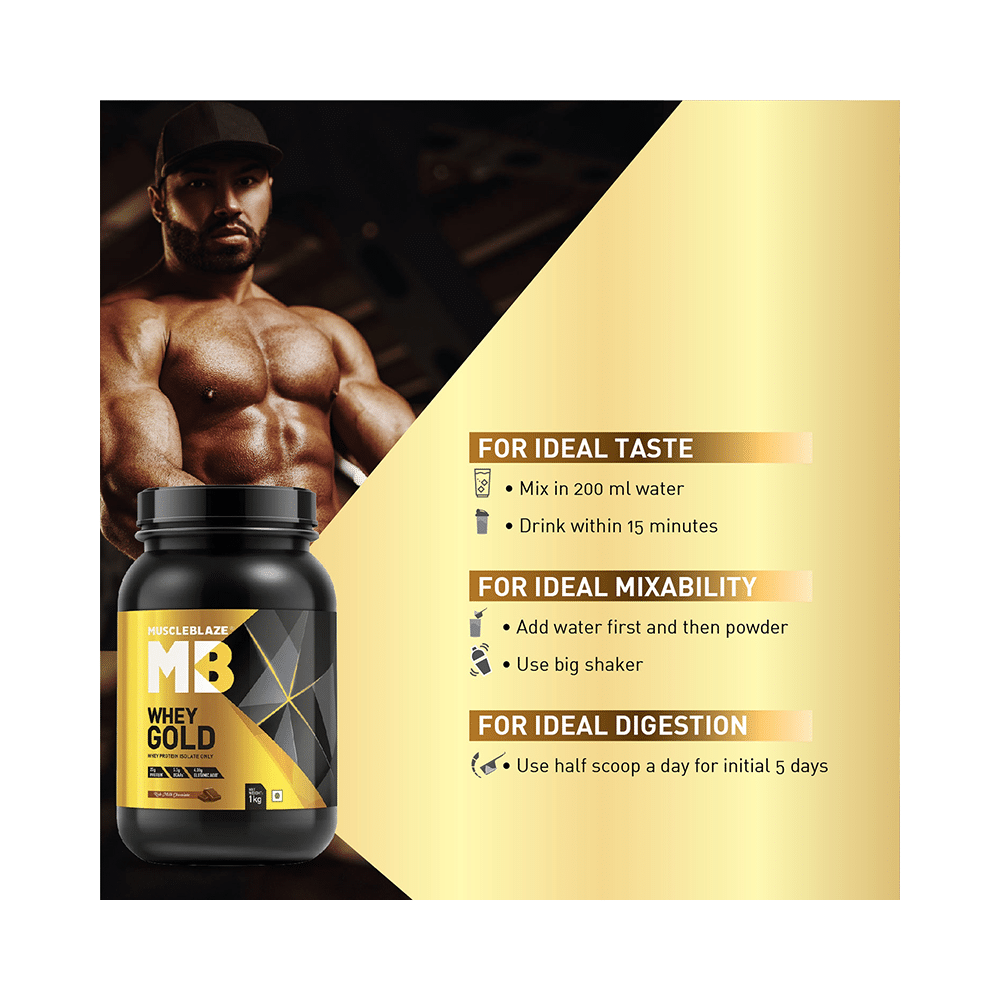 MuscleBlaze Whey Gold 100% Whey Protein Isolate | With Digestive Enzymes | Powder for Muscle Synthesis | Flavour Powder Rich Milk Chocolate - Image 11