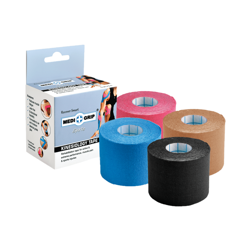 Medigrip Sports Kinesiology Tape 5cm x 5m Blue, Pink, Beige & Black - Image 1