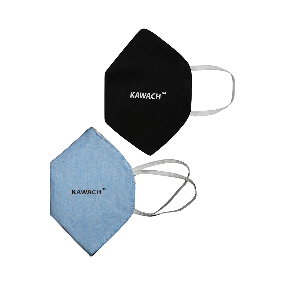 Kawach Anti Pollution Mask 5 Sky Blue & 5 Black - Image 1