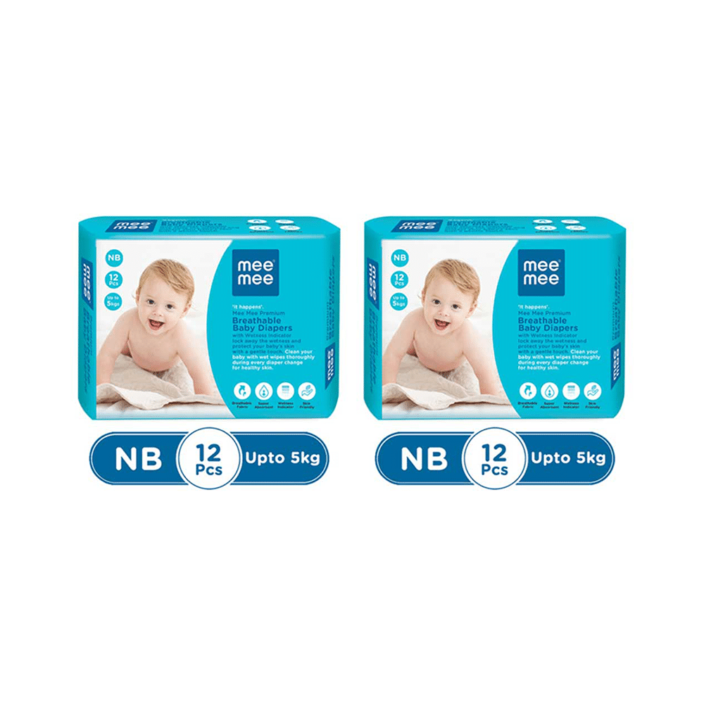 Mee Mee Premium Breathable Baby Diapers with Wetness Indicator (12 Each) - Image 1
