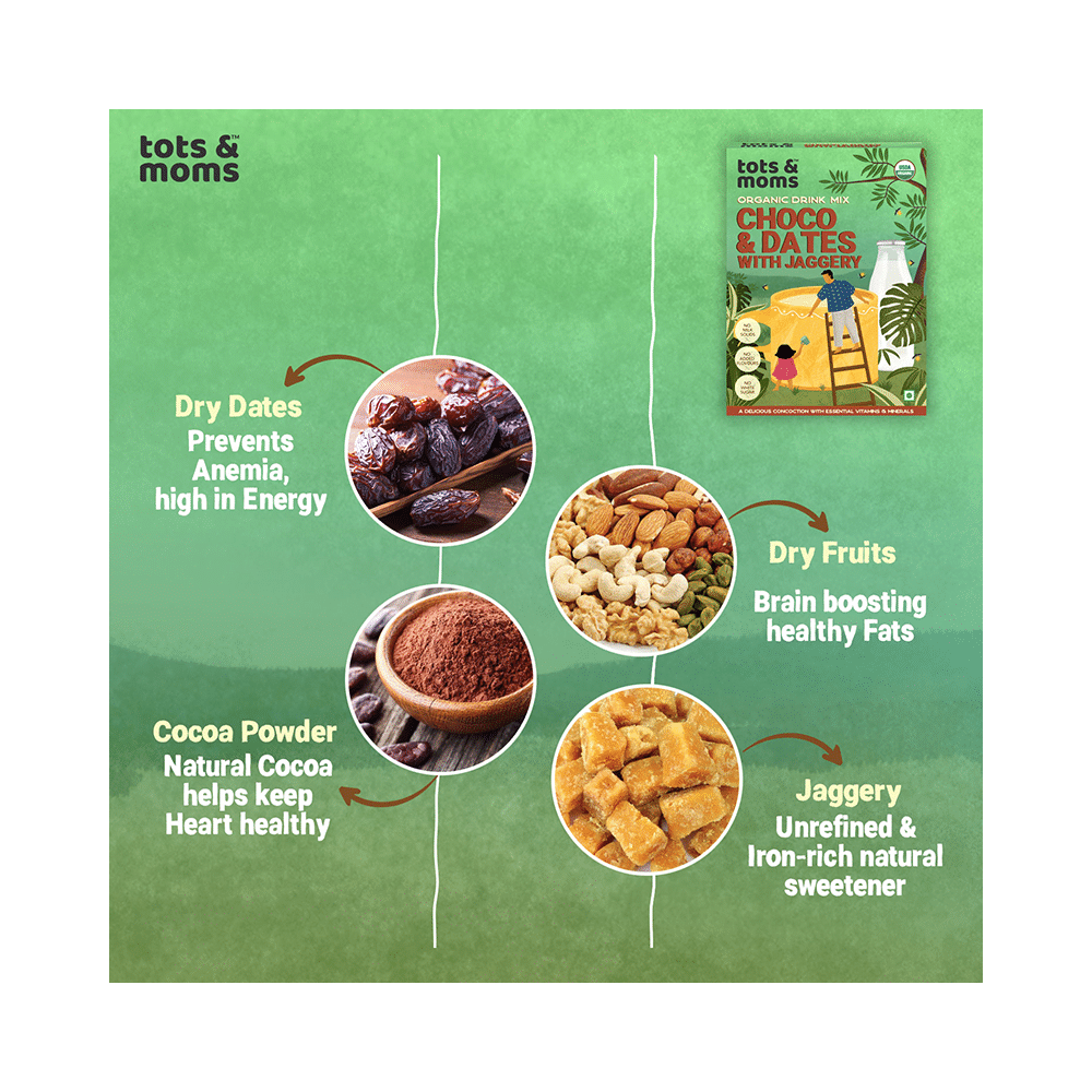 Tots and Moms Organic Drink Mix 1 Year+ Choco & Dates with Jaggery - Image 5