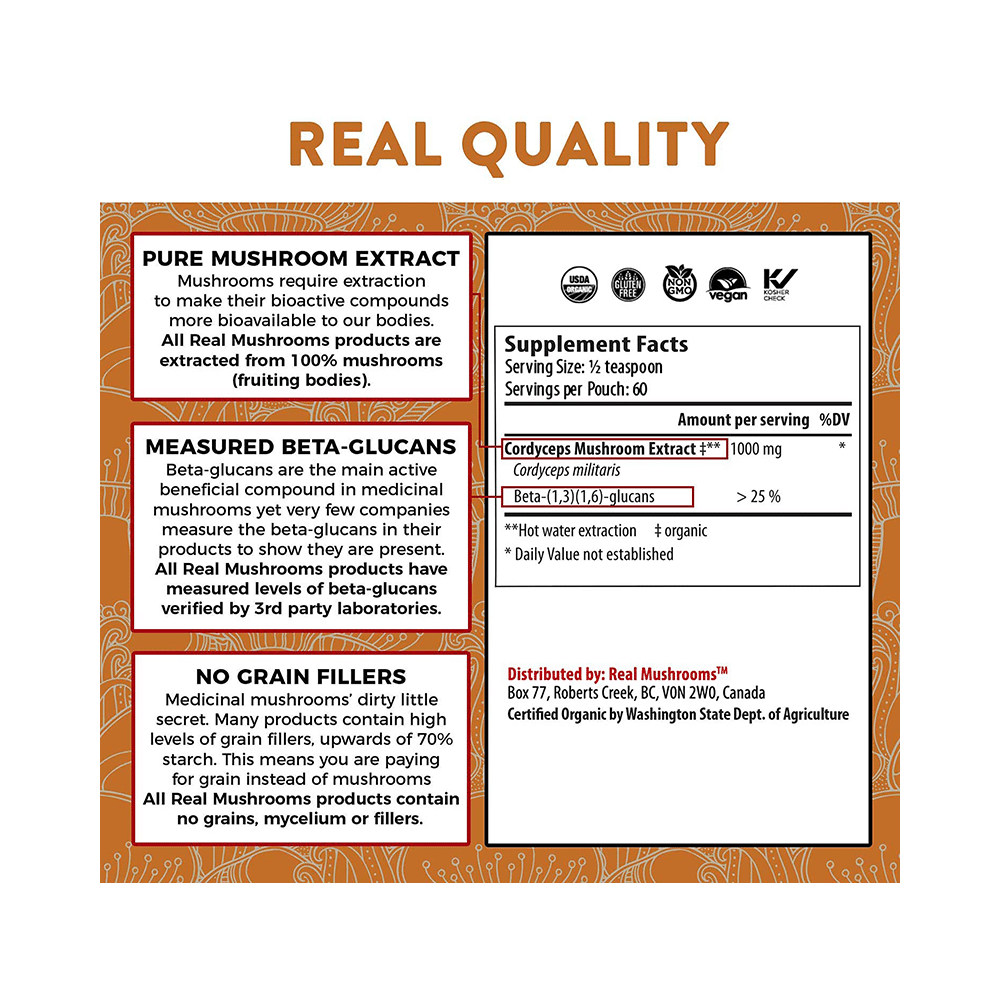 Real Mushrooms Cordyceps-M Peak Performance Powder - Image 2