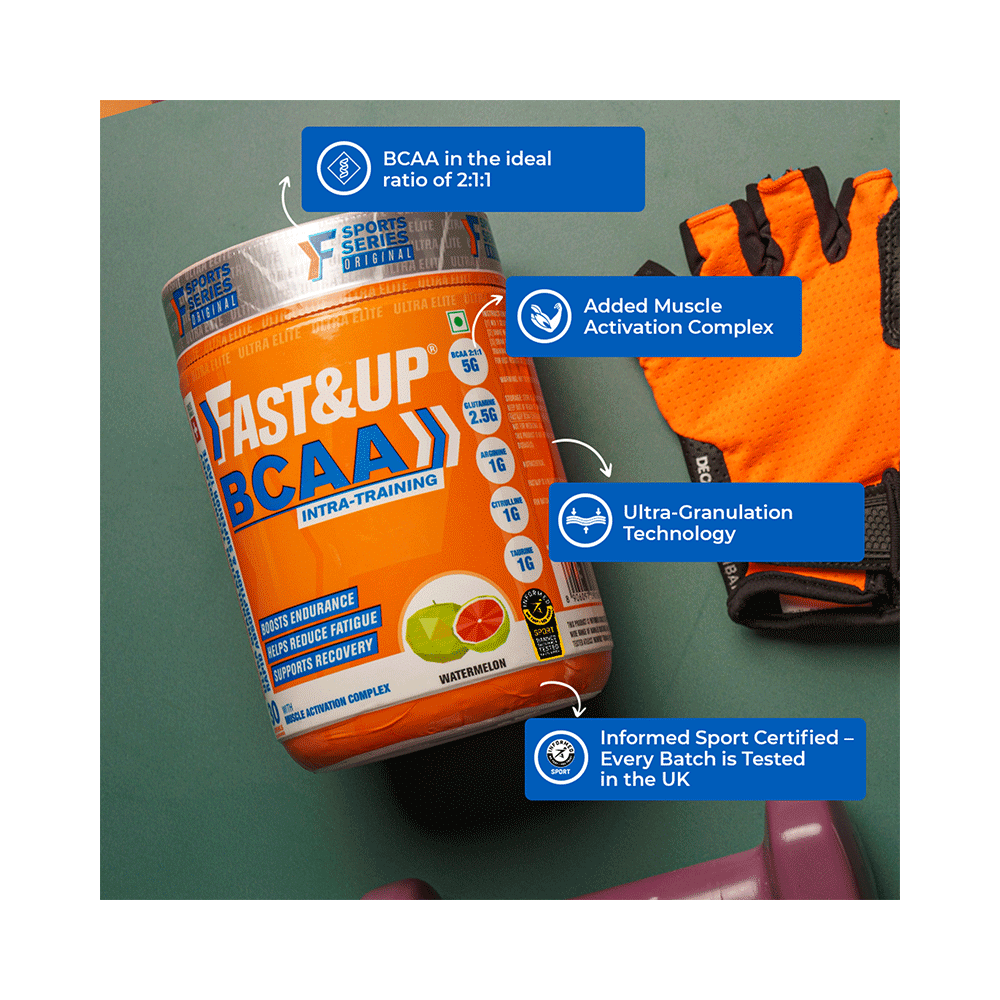 Fast&Up BCAA 2:1:1 (Leucine, Isoleucine & Valine) | For Lean Muscles & Recovery | Flavour Watermelon - Image 5