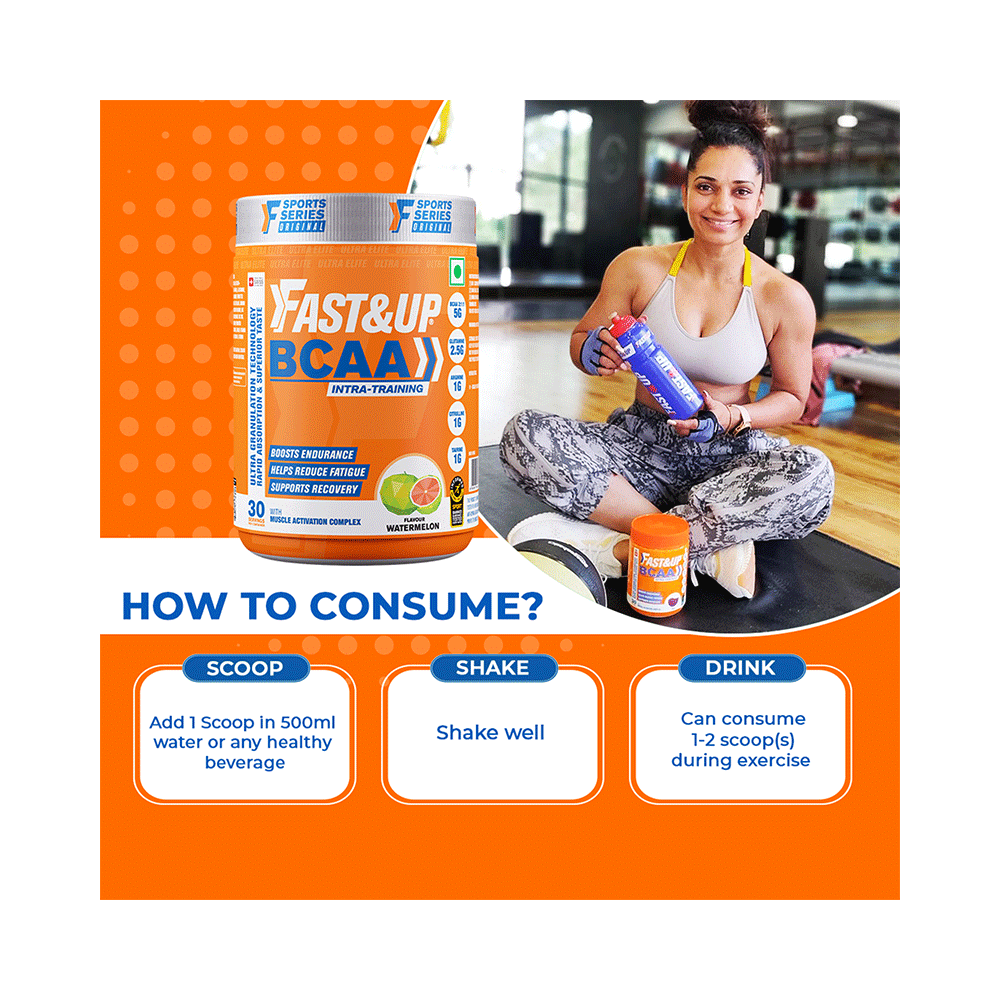 Fast&Up BCAA 2:1:1 (Leucine, Isoleucine & Valine) | For Lean Muscles & Recovery | Flavour Watermelon - Image 7
