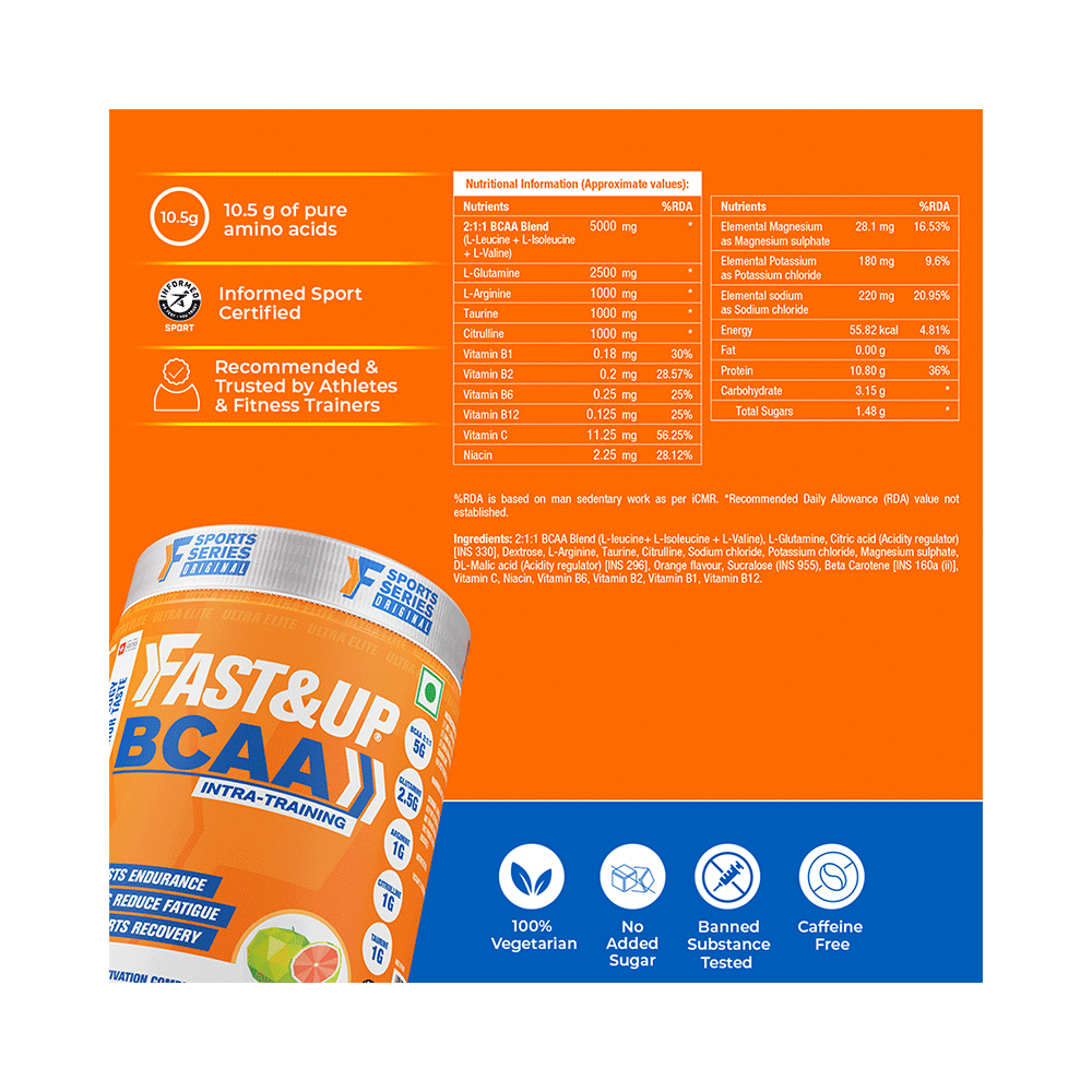 Fast&Up BCAA 2:1:1 (Leucine, Isoleucine & Valine) | For Lean Muscles & Recovery | Flavour Watermelon - Image 6