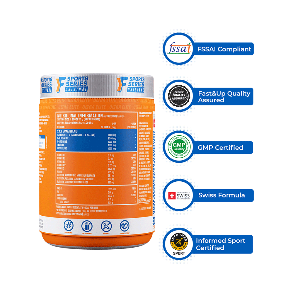 Fast&Up BCAA 2:1:1 (Leucine, Isoleucine & Valine) | For Lean Muscles & Recovery | Flavour Watermelon - Image 4