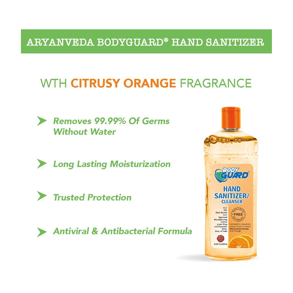 Aryanveda Body Guard Hand Sanitizer/Cleanser with Orange Fragrance - Image 3