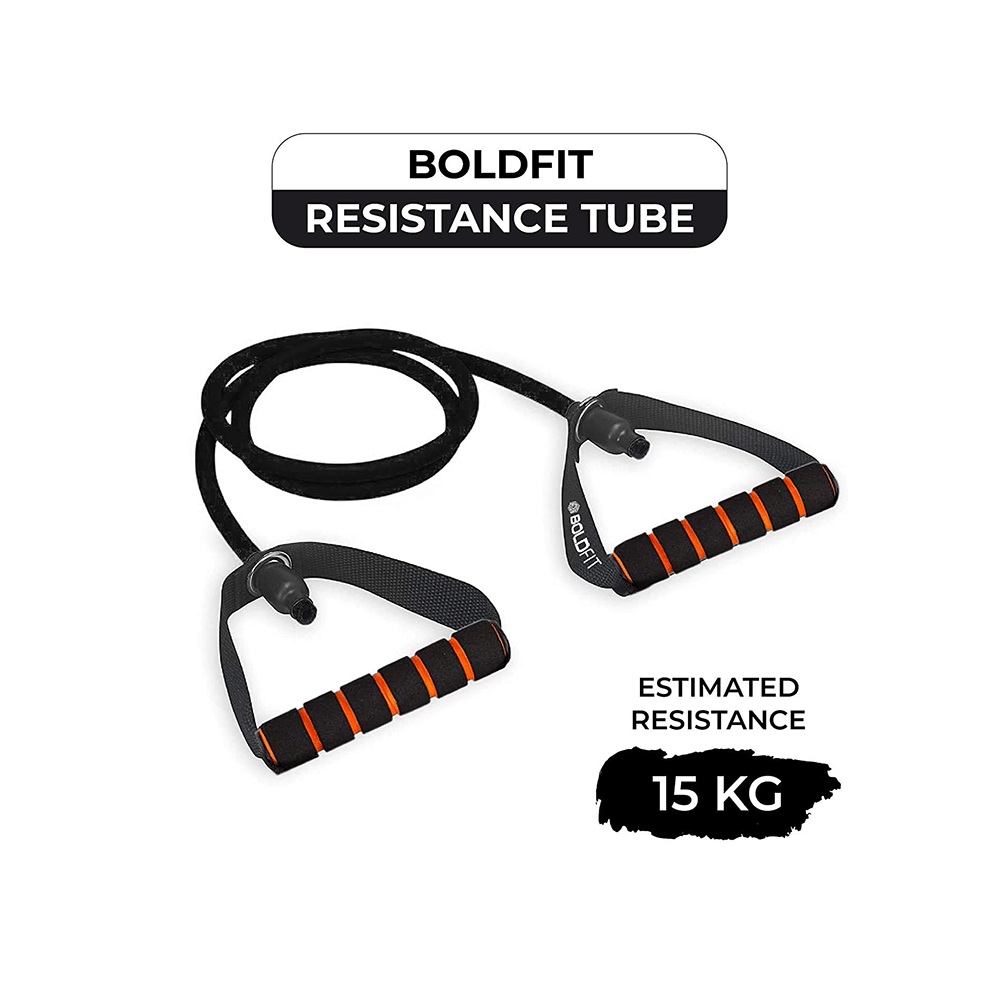Boldfit Resistance Tube with Foam Handles, Door Anchor for Exercise & Stretching Black 15kg - Image 3