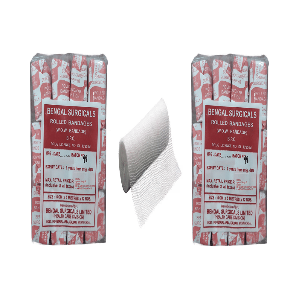 Absorbent Cotton Medical Gauze Roll Bandage (12 Each) 5cm x 5m - Image 1