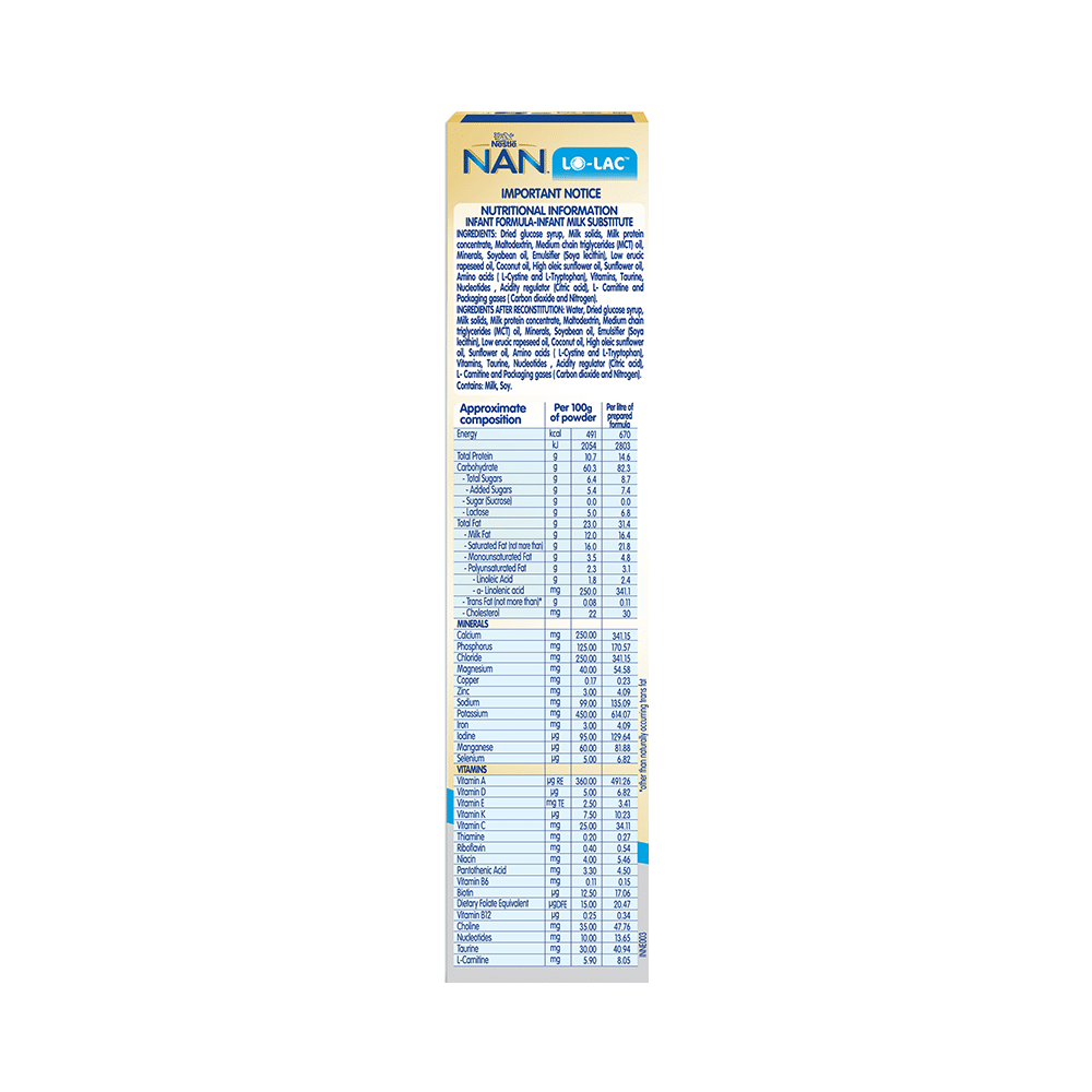Nestle NAN LO-LAC Infant Formula Powder (Bag in Box Pack Powder - Image 3