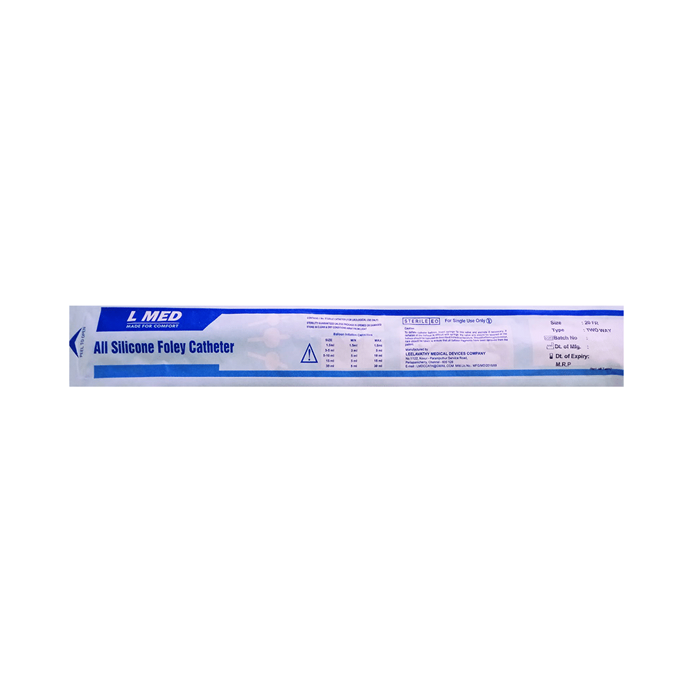 L Med 100% Silicone Foley Ballon 2 Way Catheter 20FR - Image 1