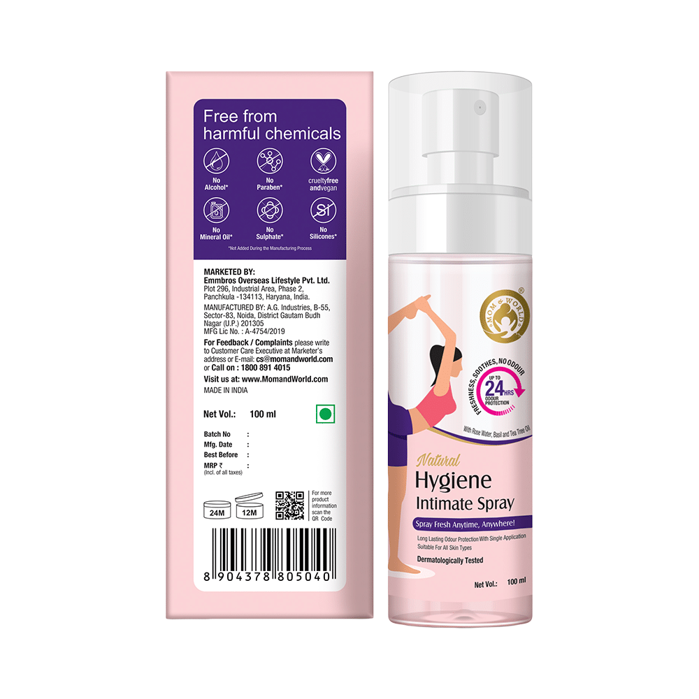 Mom & World Combo Pack of Reusable Menstrual Cup Large, Natural Hygiene Intimate Spray 100ml and Intimate Foaming Hygiene Wash 120ml - Image 3