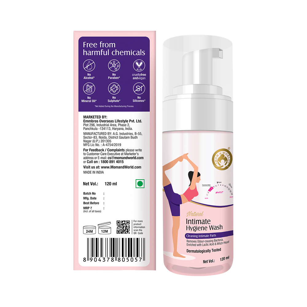 Mom & World Combo Pack of Reusable Menstrual Cup Large, Natural Hygiene Intimate Spray 100ml and Intimate Foaming Hygiene Wash 120ml - Image 4