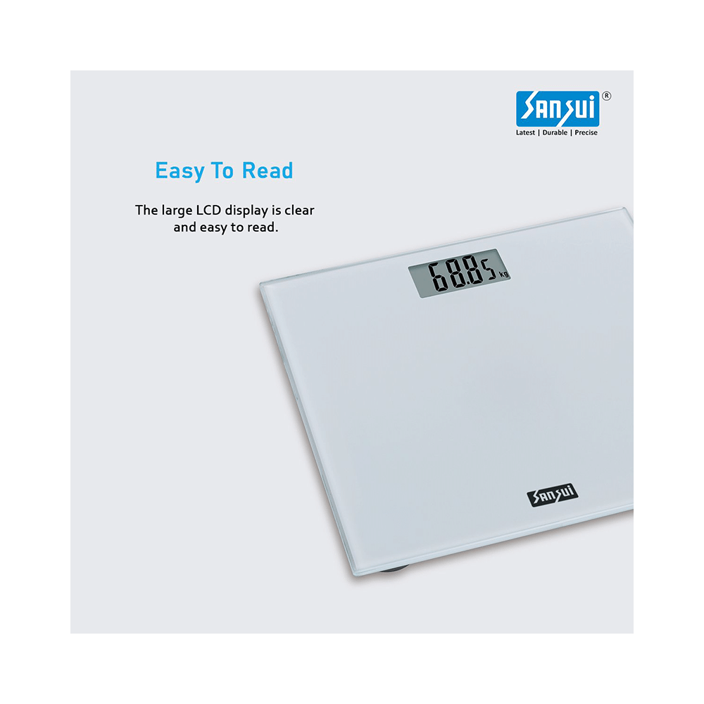 Sansui Personal Weighing Scale & Bathroom Weight Machine with Large LCD Display 180kg White - Image 6