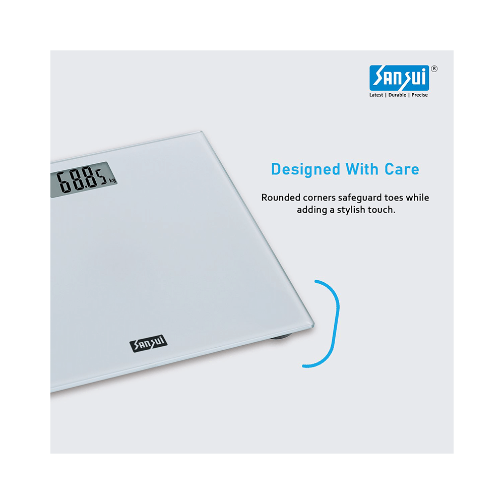 Sansui Personal Weighing Scale & Bathroom Weight Machine with Large LCD Display 180kg White - Image 2