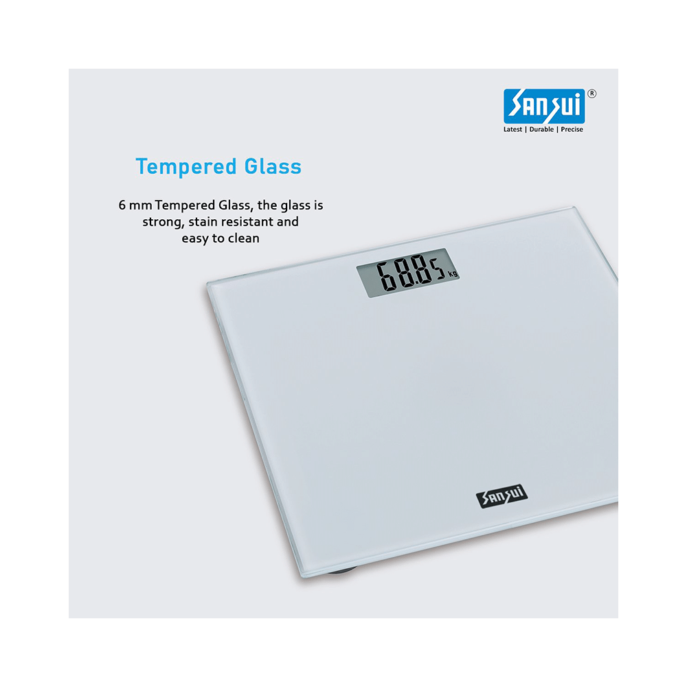 Sansui Personal Weighing Scale & Bathroom Weight Machine with Large LCD Display 180kg White - Image 3