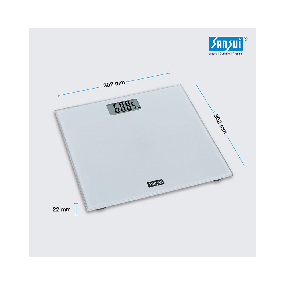 Sansui Personal Weighing Scale & Bathroom Weight Machine with Large LCD Display 180kg White - Image 4