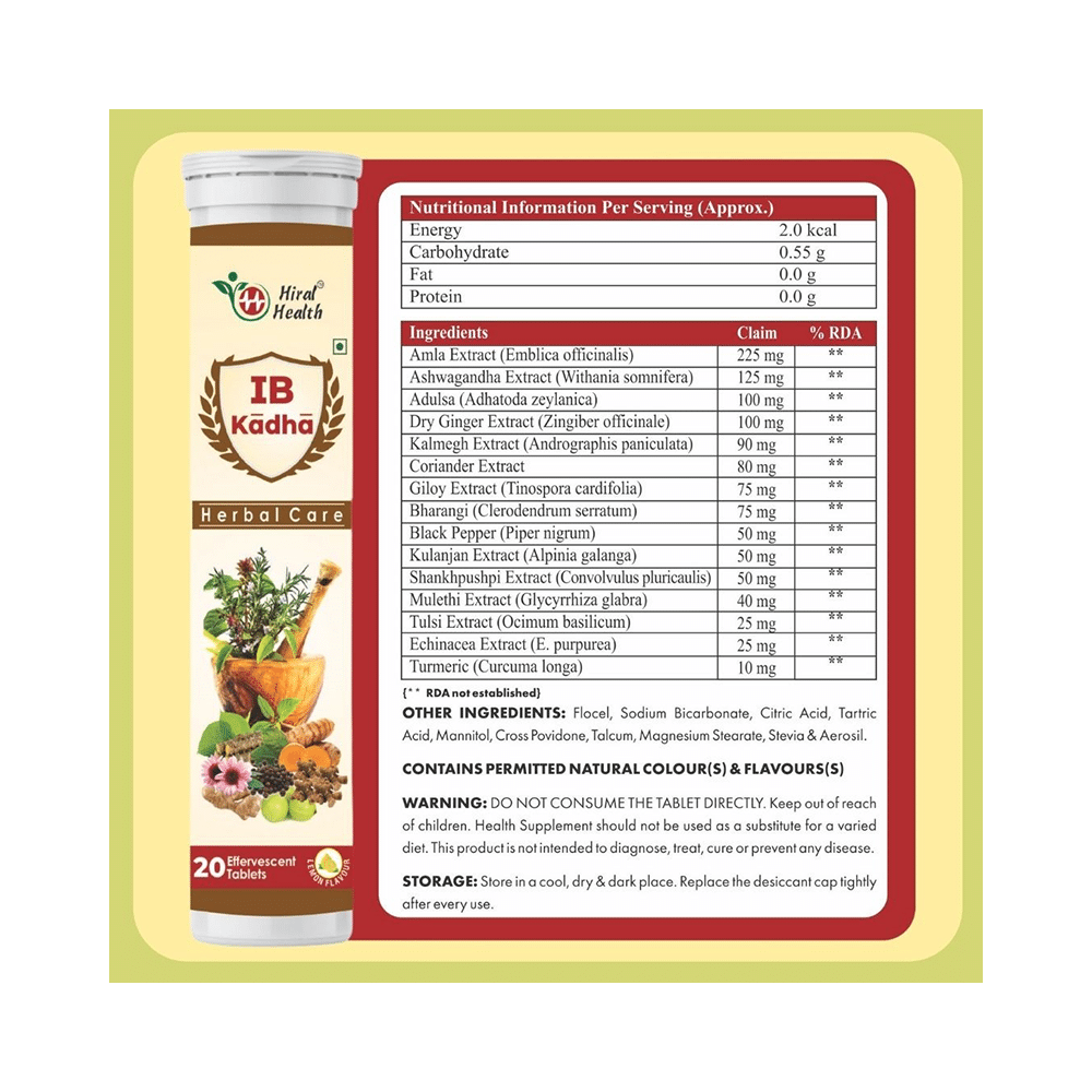 Hiral Health IB Kadha Effervescent Tablet Lemon - Image 5
