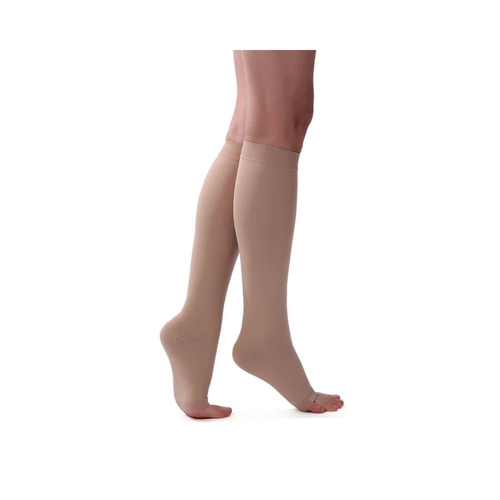 Ontex Cotton Compression Stockings Knee Length for Varicose Veins Medium Beige - Image 1
