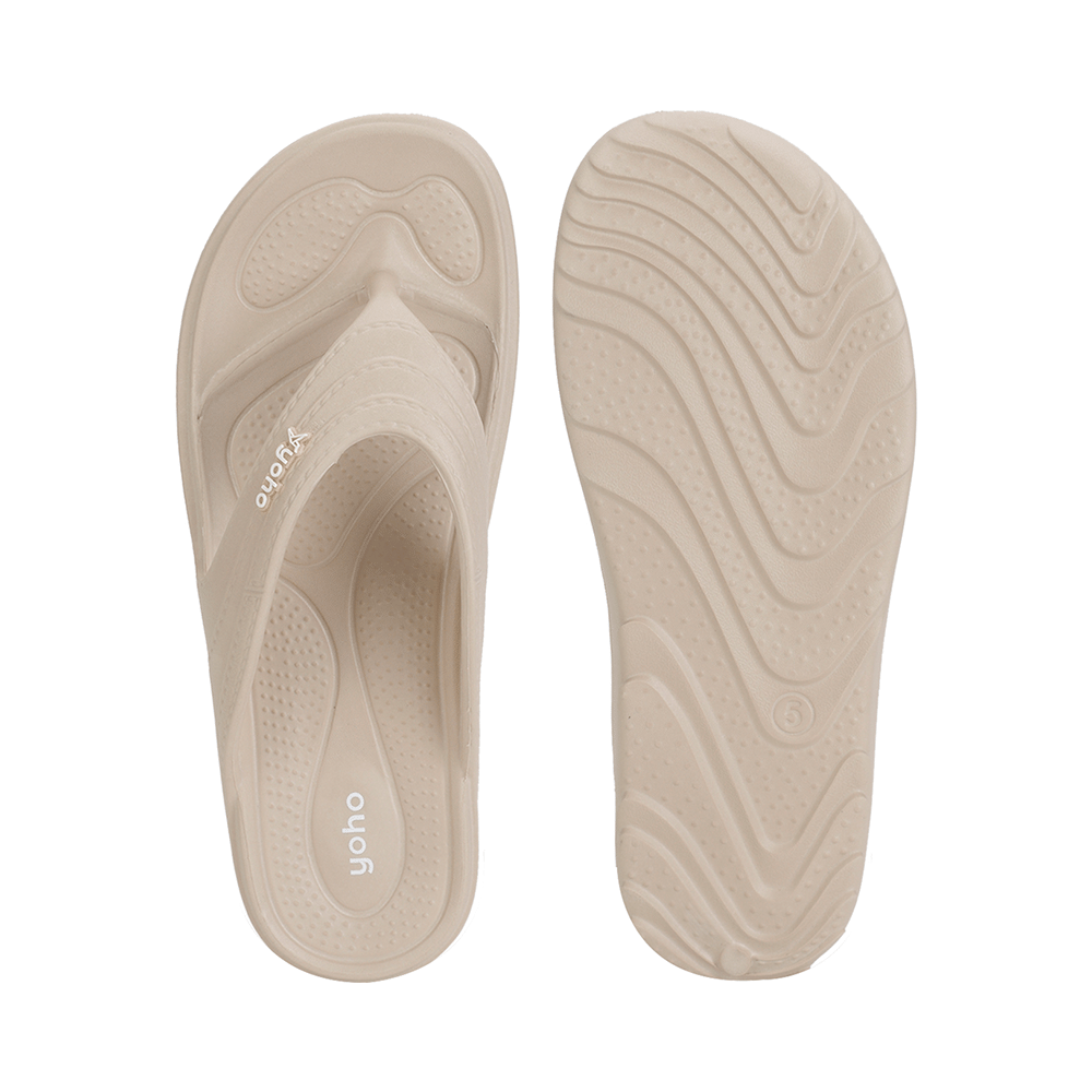 Yoho Lifestyle Acupressure Flip Flops for Women Beige 6 - Image 6