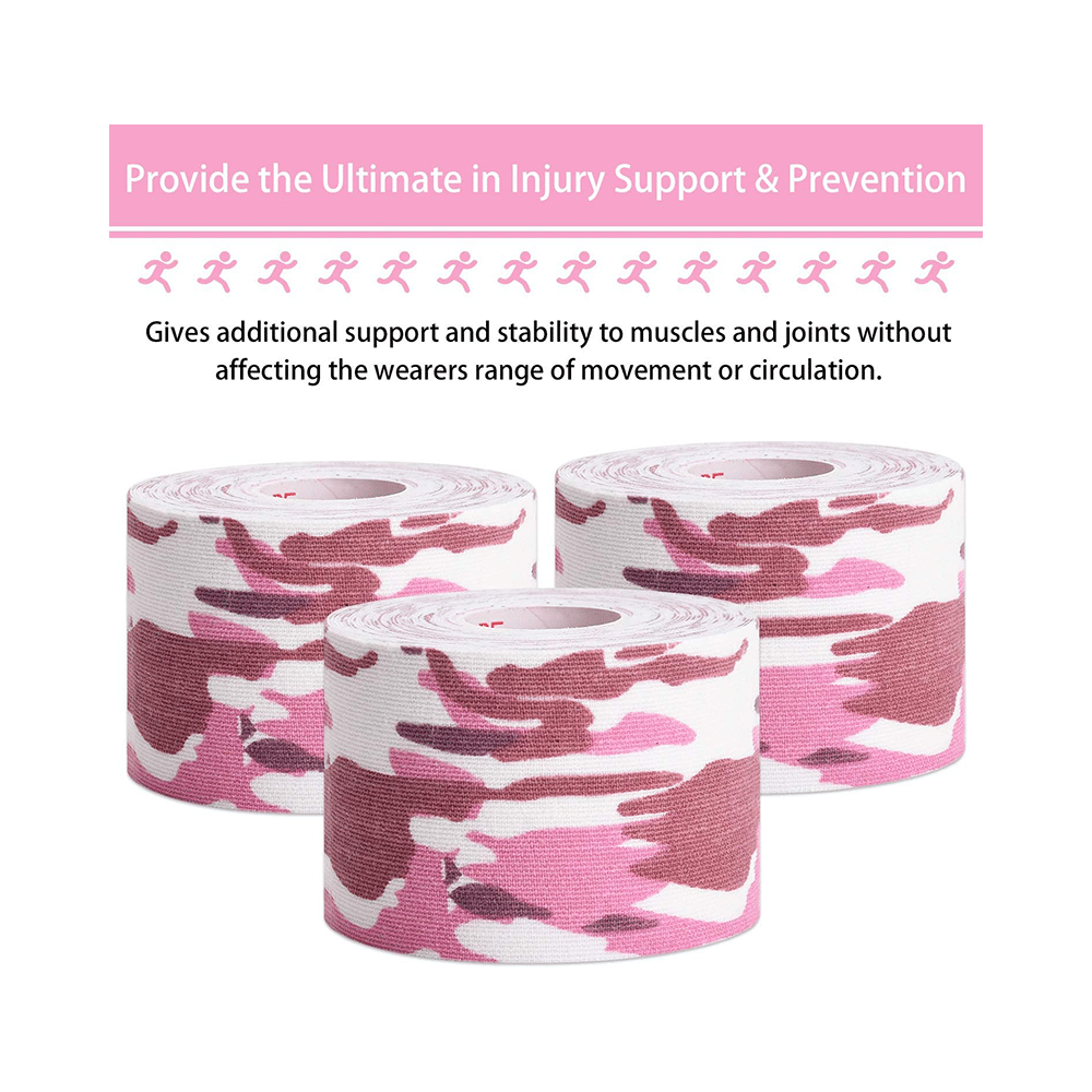 Healthtrek Printed Kinesiology Tape for Physiotherapy Pink - Image 3