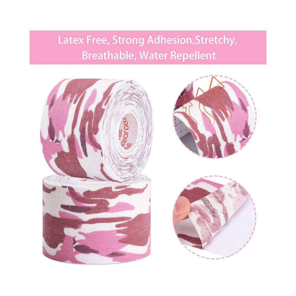 Healthtrek Printed Kinesiology Tape for Physiotherapy Pink - Image 5