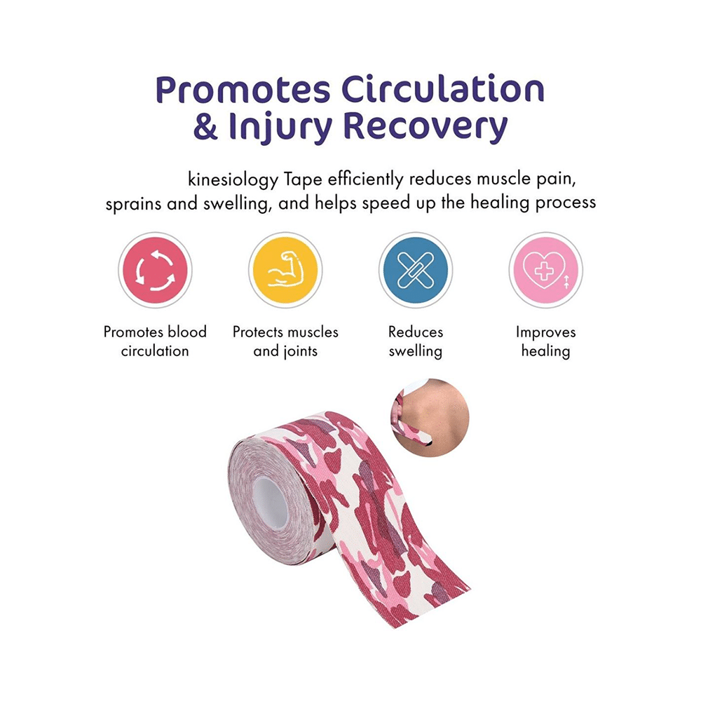 Healthtrek Printed Kinesiology Tape for Physiotherapy Pink - Image 7