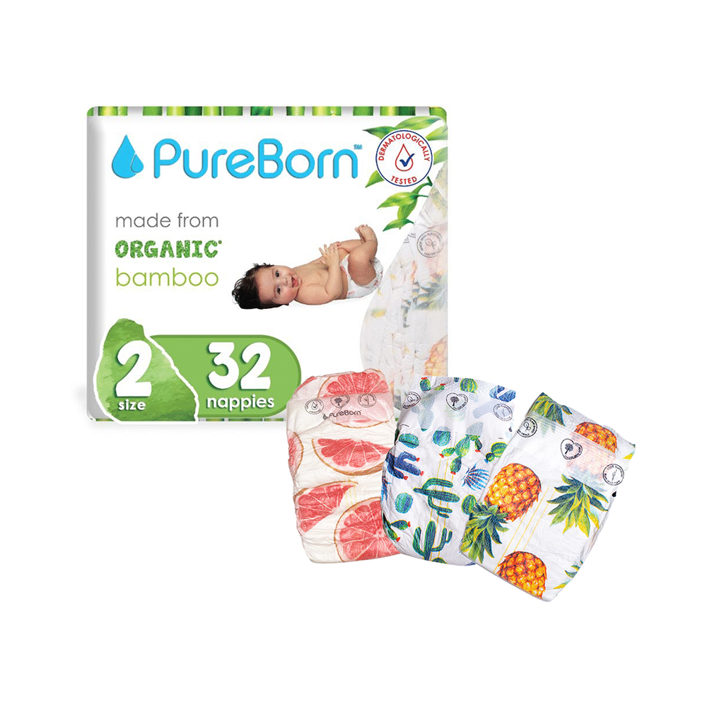 PureBorn Printed Nappies Size 2
