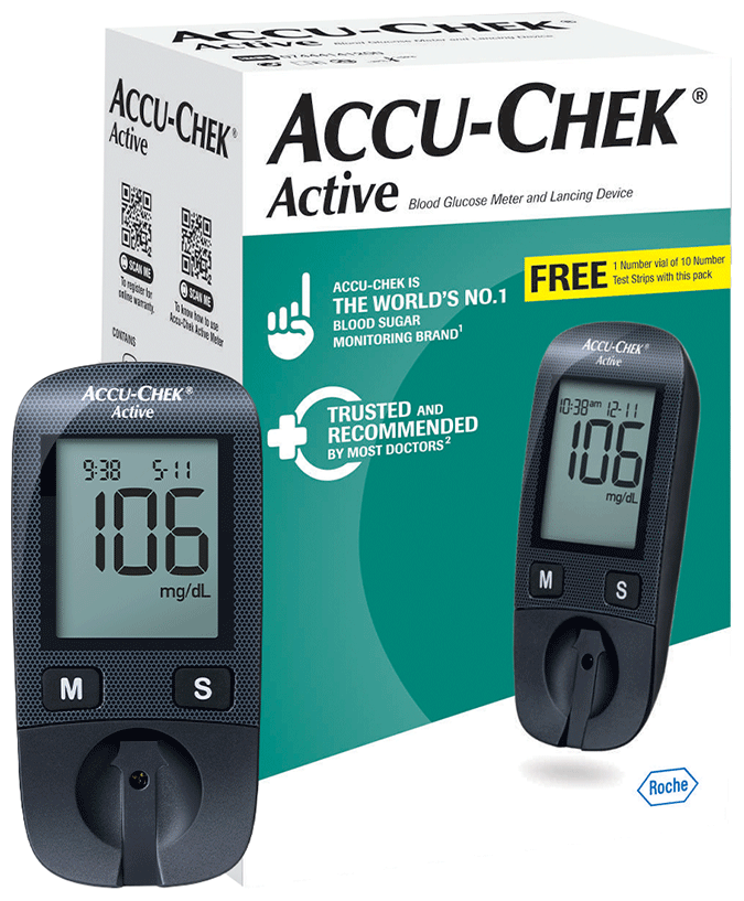 Accu-Chek Active Blood Glucose Meter Kit (Free 10 Test Strip)