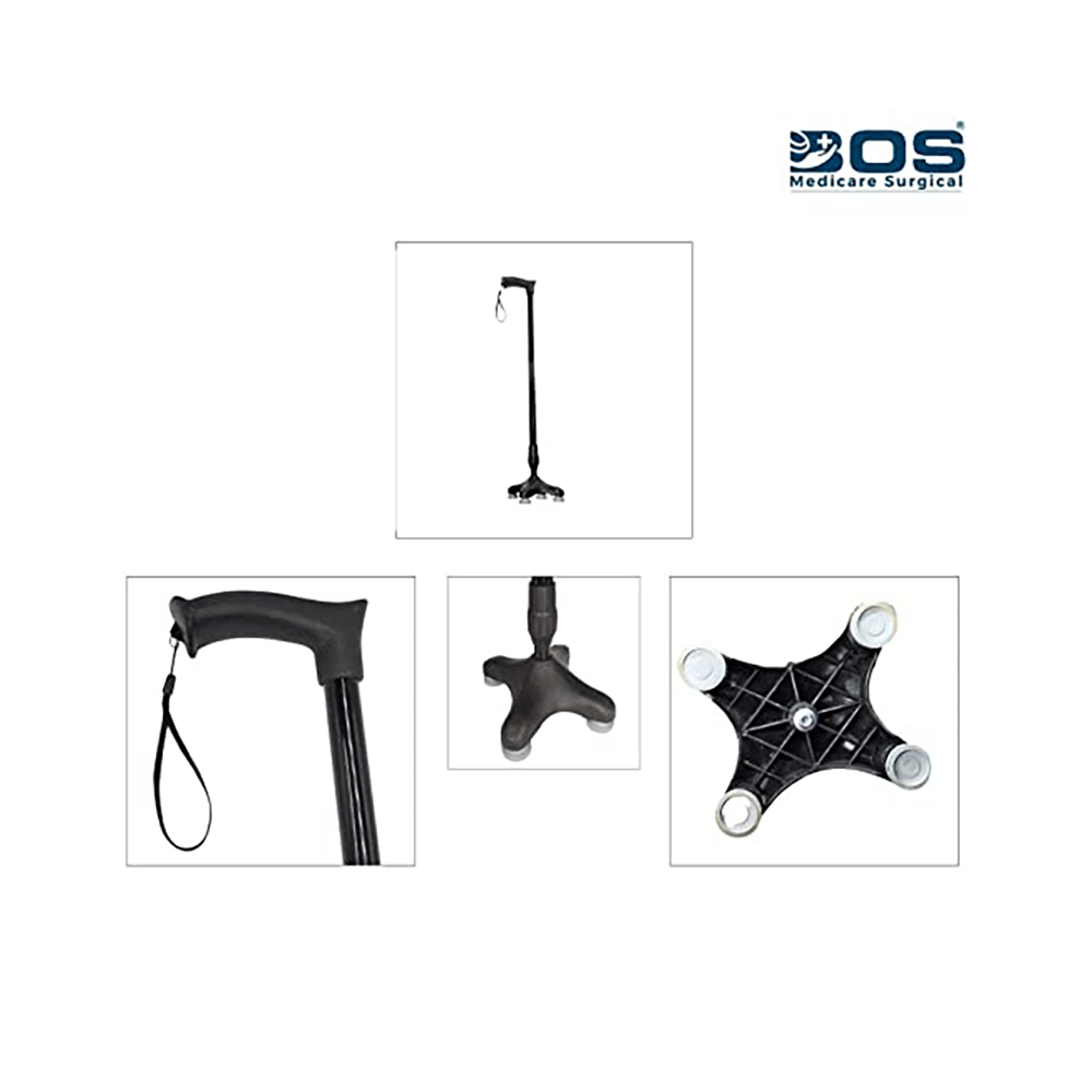 Bos Medicare Surgical Quadripod Height Adjustable Walking Stick - Image 2